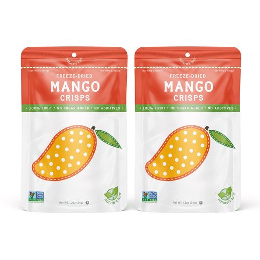 Nature’s Turn Freeze-Dried Mango Crisps, No Added Sugar, Healthy Natural Fruit Crisp Snack for School Lunches, 2 Pack (1.2 oz Each)