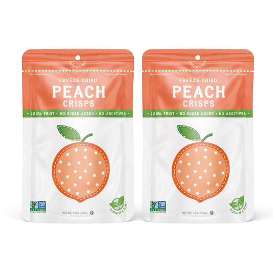 Nature’s Turn Freeze-Dried Peach Crisps, No Added Sugar, Healthy Natural Fruit Crisp Snack for School Lunches, 2 Pack (1.2 oz Each)