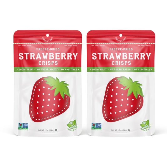 Nature’s Turn Freeze-Dried Strawberry Crisps, No Added Sugar, Healthy Natural Fruit Crisp Snack for School Lunches, 2 Pack (1.2 oz Each)