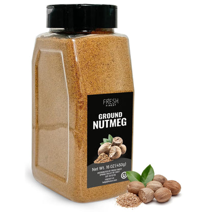 Fresh Finest Ground Nutmeg Powder, Best for Sweet & Savory Recipes, Premium Spice for Cooking and Baking, Kosher & Non-GMO - 450G (16 oz)