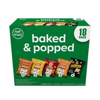 Frito-Lay Baked and Popped Mix Variety pack Snack Chips, 18 Count Multipack