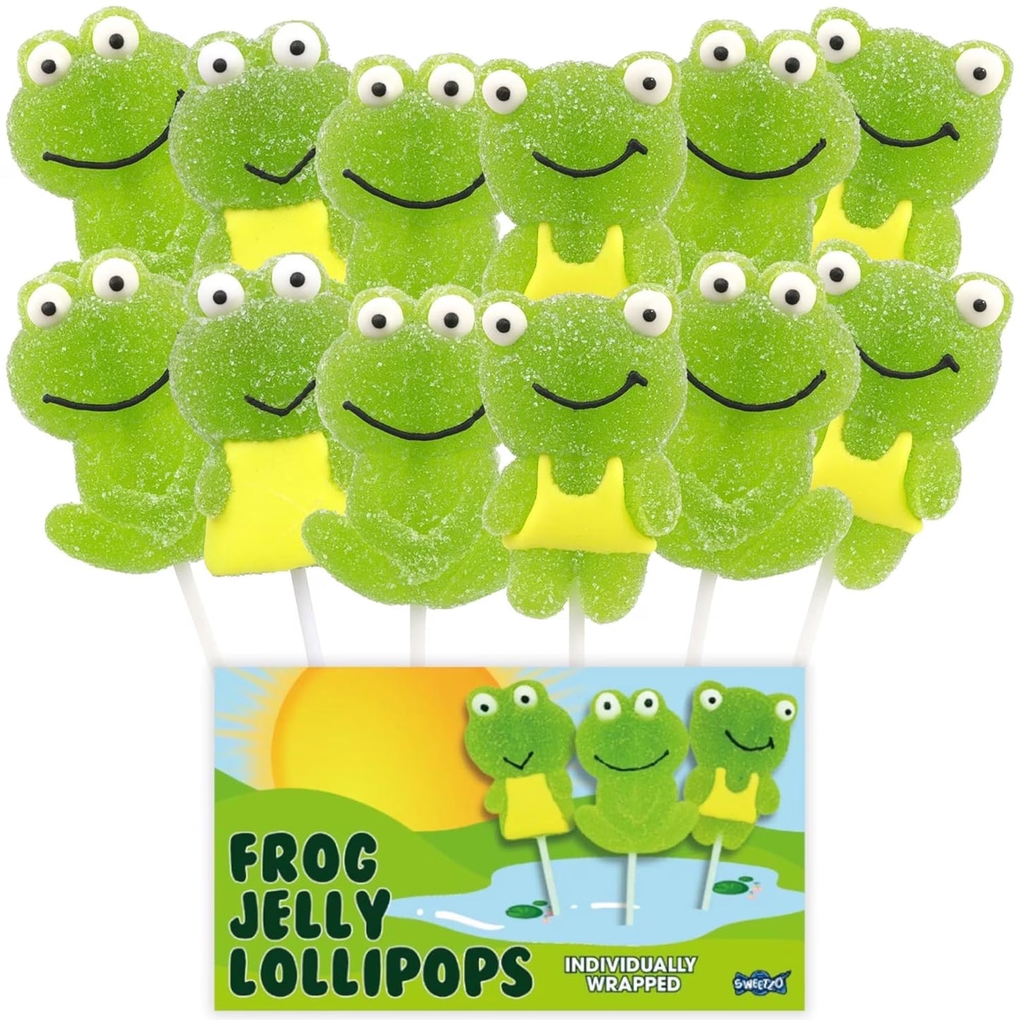 Frog Jelly Lollipops, Gummy Birthday Party Candy, 12 Count, 15 Ounce Box