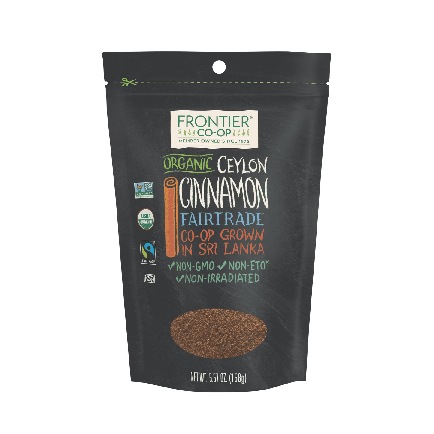 Frontier Co-op Fair Trade Certified Organic Ceylon Cinnamon Powder, 5.57 oz Bag