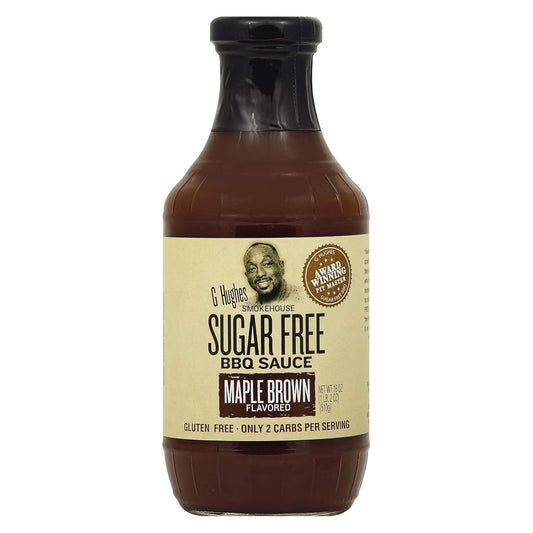 Pack of 6, G Hughes Sugar Free Maple Brown BBQ Sauce, 18 oz