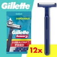 Gillette Sensor 2 Fixed Head Men 2 Blade Disposable Razor,12 count