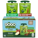 GoGo squeeZ No Sugar Added Apple Cinnamon Apple Applesauce Variety Pouches, 3.2 oz (24 Pack)