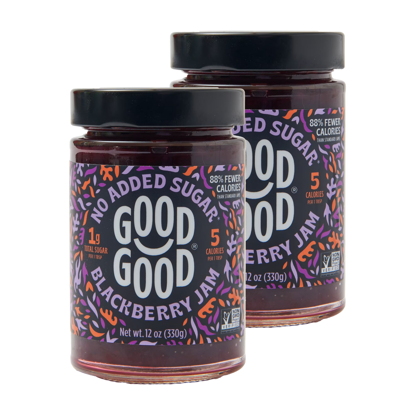 GOOD GOOD Blackberry Jam, No Added Sugar, Low Calorie, Keto Friendly, 12 oz, 2 pack