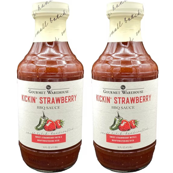Gourmet Warehouse Kickin' Strawberry BBQ Sauce, 16 Fl ozs, 2 Pack - No MSG, No HFCS