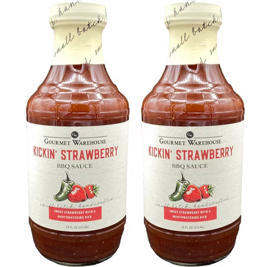 Gourmet Warehouse Kickin' Strawberry BBQ Sauce, 16 Fl ozs, 2 Pack - No MSG, No HFCS