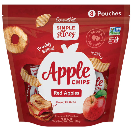 GourmetNut Simple Slices Baked Apple Chips (Red Apple, 0.75 Ounce (Pack of 8 Bag)) HB5