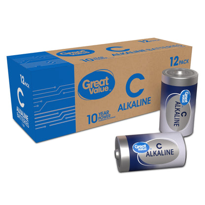 Great Value Alkaline C Batteries (12 Pack)