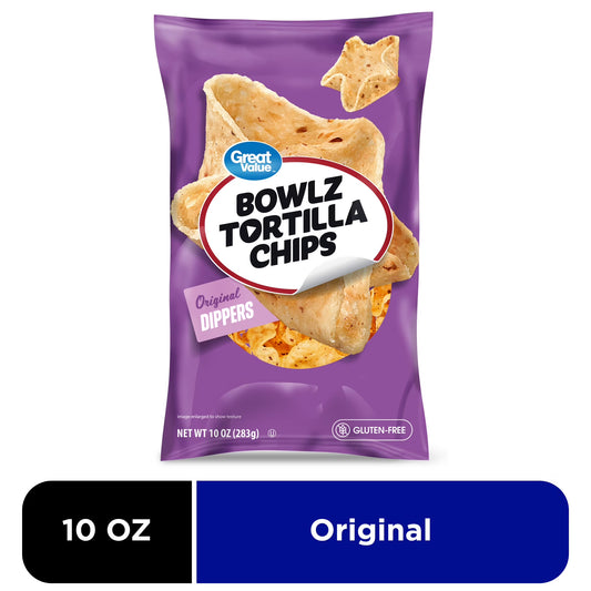 Great Value Original Dippers Bowlz Tortilla Chips, 10 oz