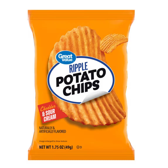 Great Value Cheddar & Sour Cream Ripple Potato Chips, 1.75 oz