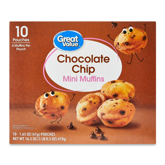 Great Value Chocolate Chip Mini Muffins, 16.5 oz, 10 count