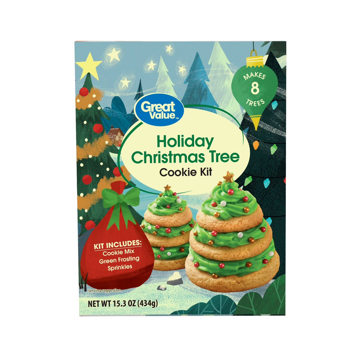 Great Value Holiday Christmas Tree Sugar Cookie Kit, 15.3 oz