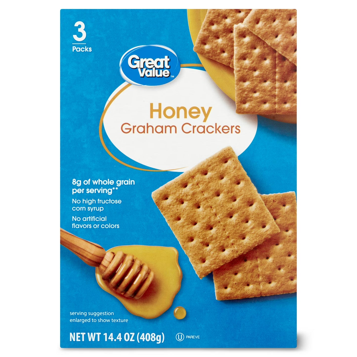 (6 pack) Great Value Honey Graham Crackers, 14.4 oz, 8 Count