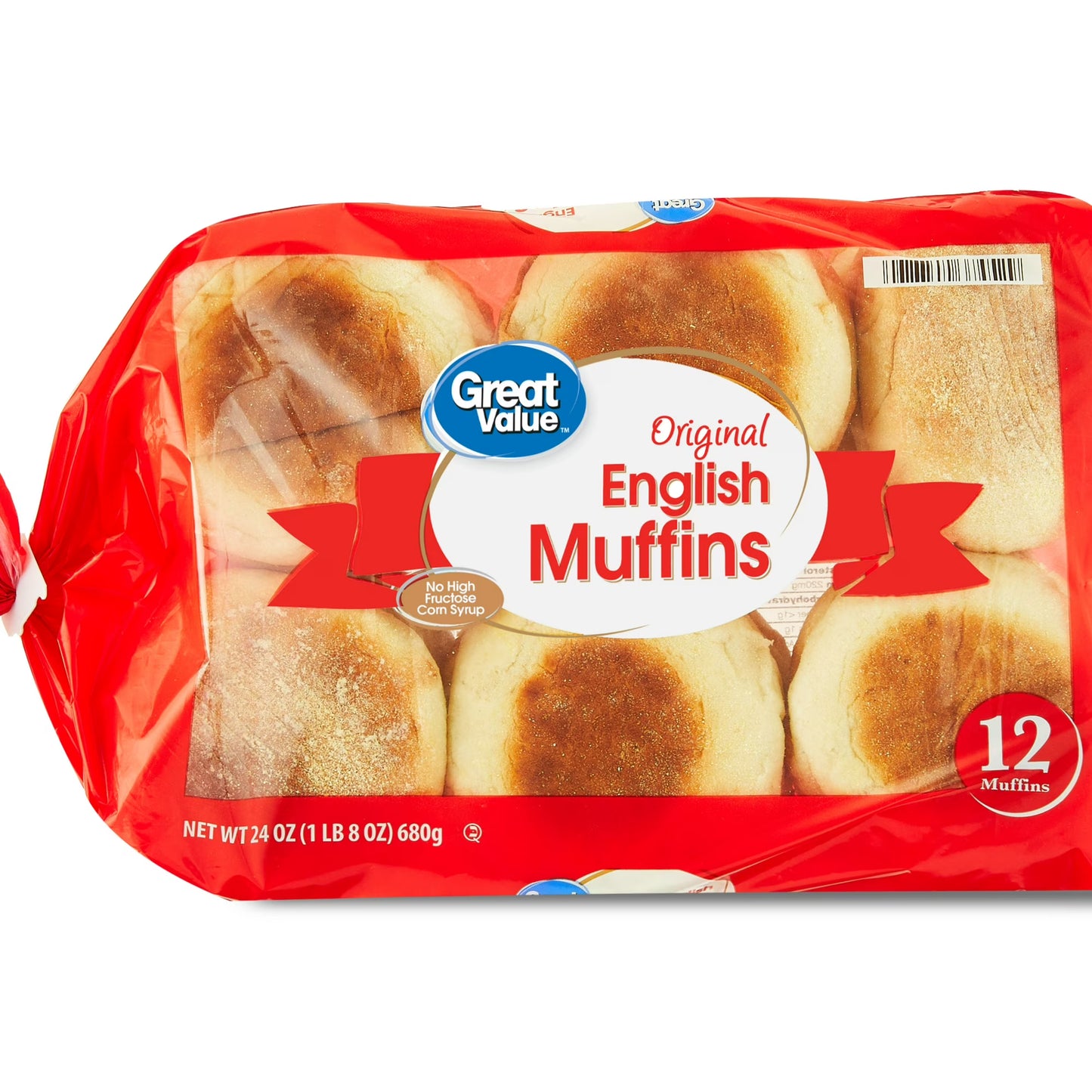 Great Value Original English Muffins, 24 oz Bag, 12 Count
