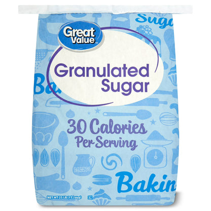 Great Value Pure Granulated Sugar, 25 lbs