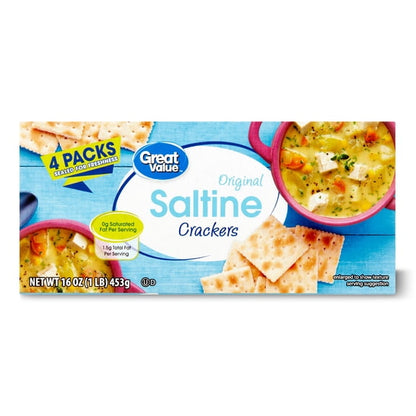 (4 pack) Great Value Saltine Crackers, 16 oz, 4 Count