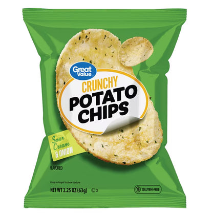 Great Value Sour Cream & Onion Flavored Potato Chips, 1.75oz, P65
