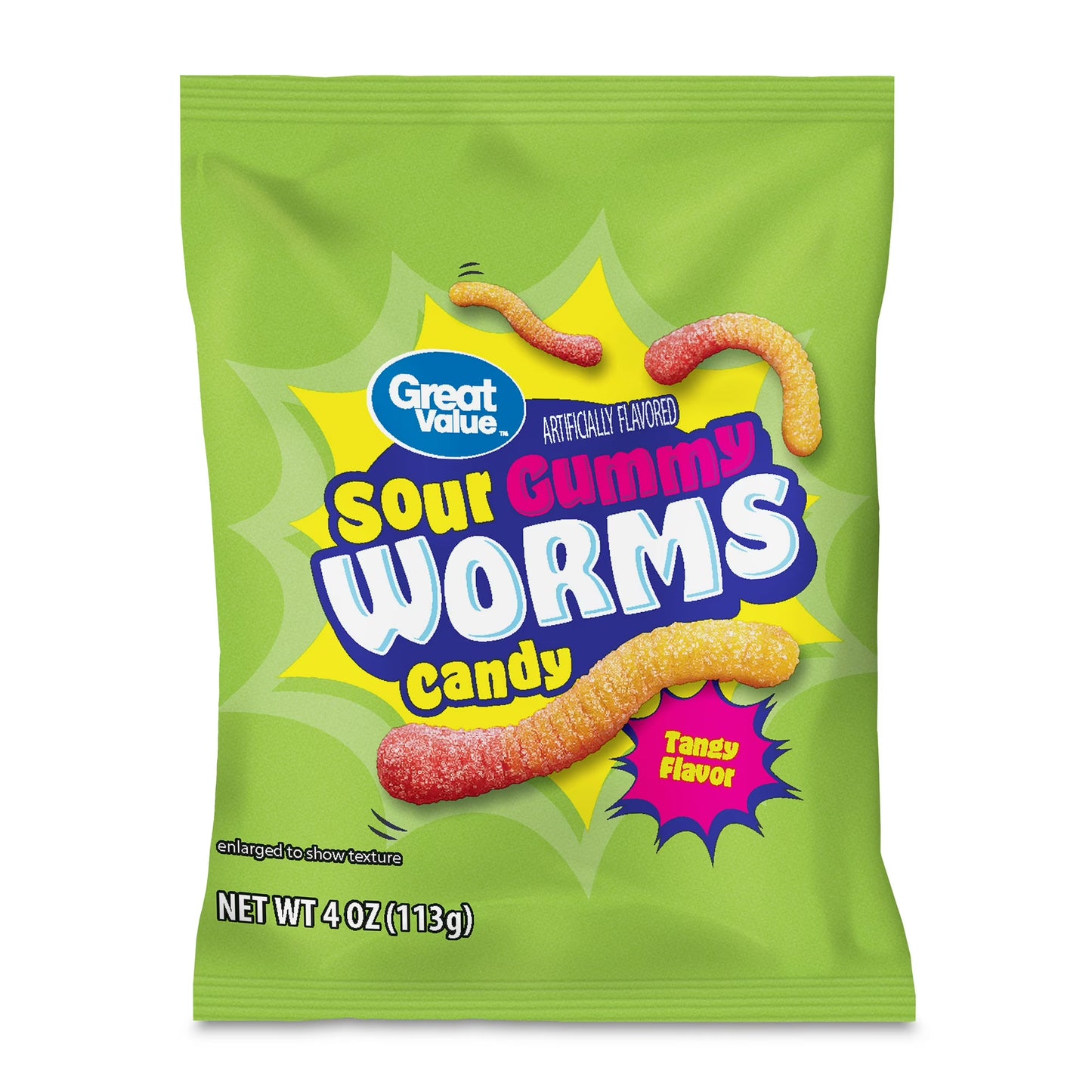 Great Value Sour Gummy Worms Candy, 4 oz