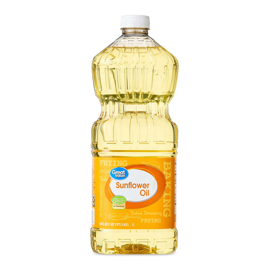 Great Value Sunflower Oil, Heart Healthy, High Smoke Point, 48 fl oz Bottle