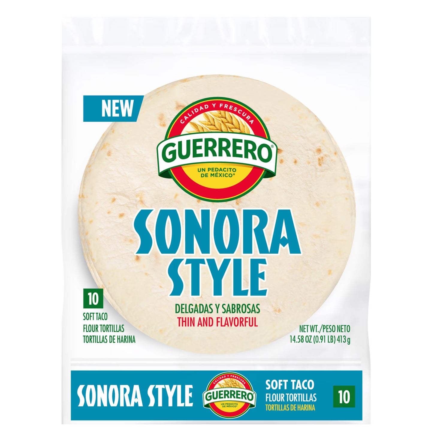 Guerrero Sonora Style Flour Tortillas, Soft Taco Size, 10 Count