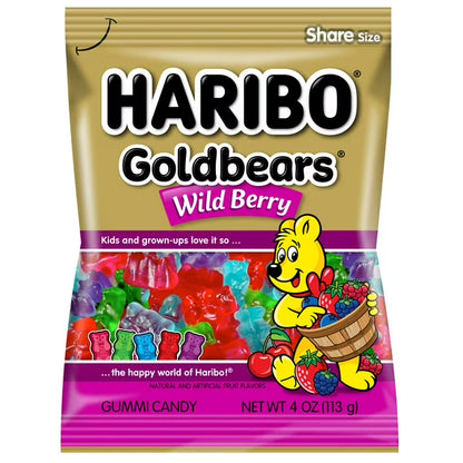 HARIBO Goldbears Gummy Bears Wild Berry Candy Gummies, 4 oz, Peg Bag
