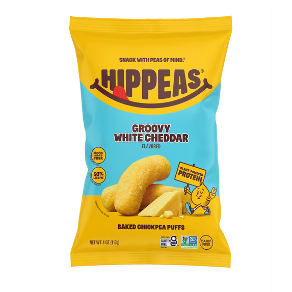 HIPPEAS Chickpea Puffs, Groovy White Cheddar, Gluten Free, Dairy Free, 4g Protein, 4 oz