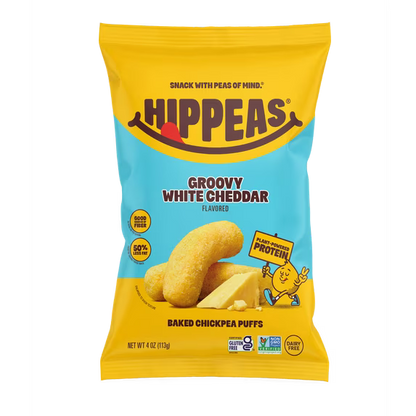 HIPPEAS Chickpea Puffs, Groovy White Cheddar, Gluten Free, Dairy Free, 4g Protein, 4 oz