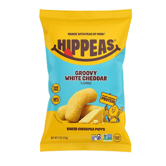 HIPPEAS Chickpea Puffs, Groovy White Cheddar, Gluten Free, Dairy Free, 4g Protein, 4 oz