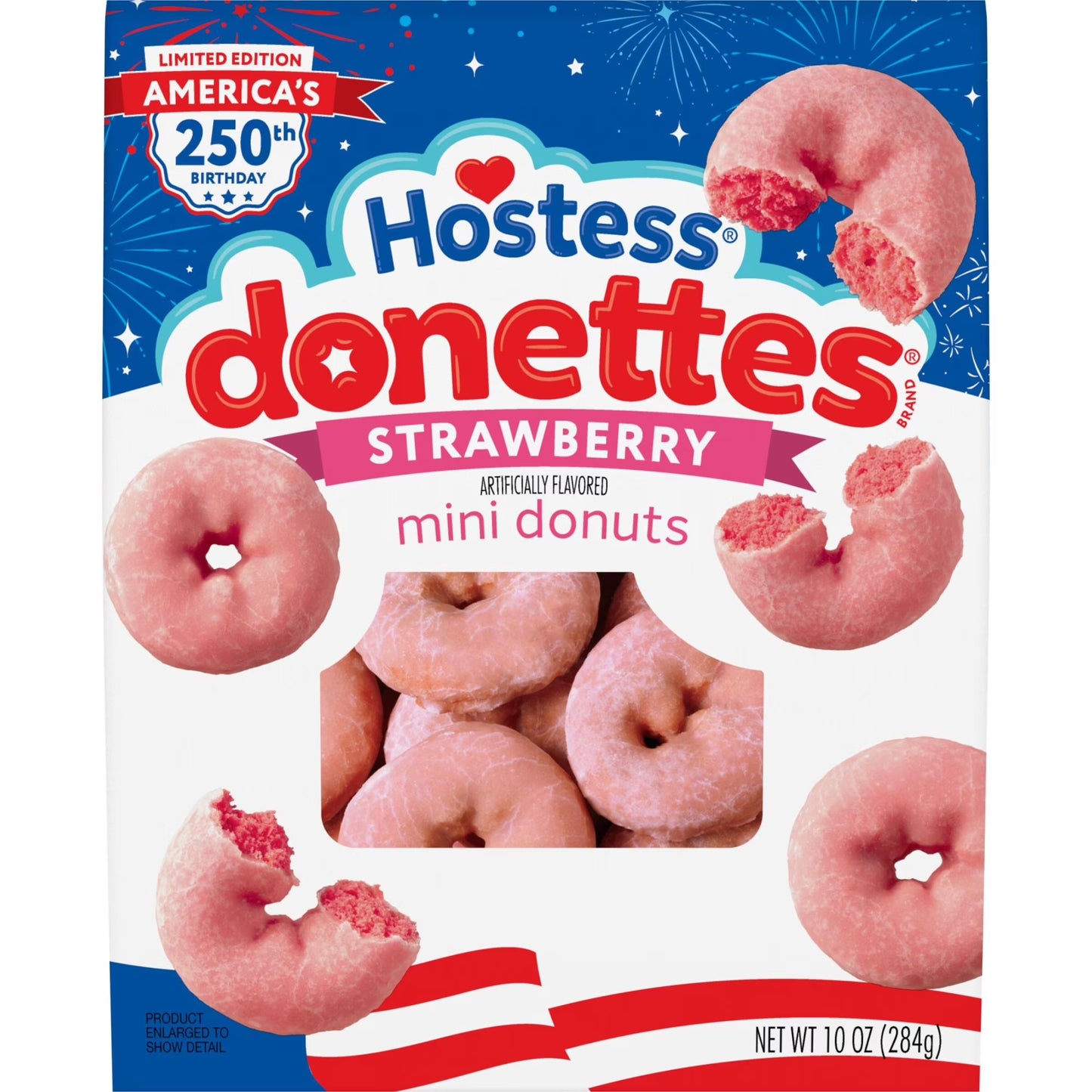 Hostess Donettes, Strawberry Artificially Flavored Mini Donuts, 10 oz Bag