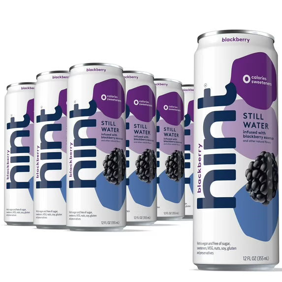 Hint Canned Water, Blackberry-Purified Flavored Water with Zero Calories, Natural Flavors, and Sugar Free - 12 Fl Oz Cans (Pack of 12)