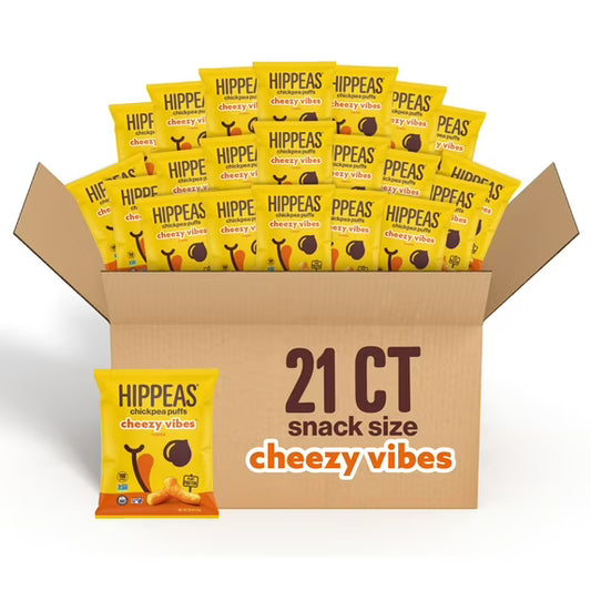 Hippeas Cheezy Vibes Vegan Puffed Snacks, 21 ct, 0.8 oz