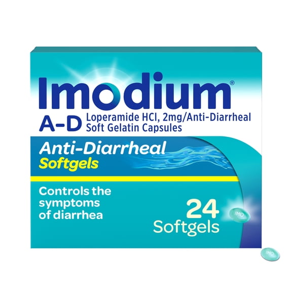 Imodium Softgels 2mg Loperamide Hydrochloride Diarrhea Relief Softgels, 24 Count