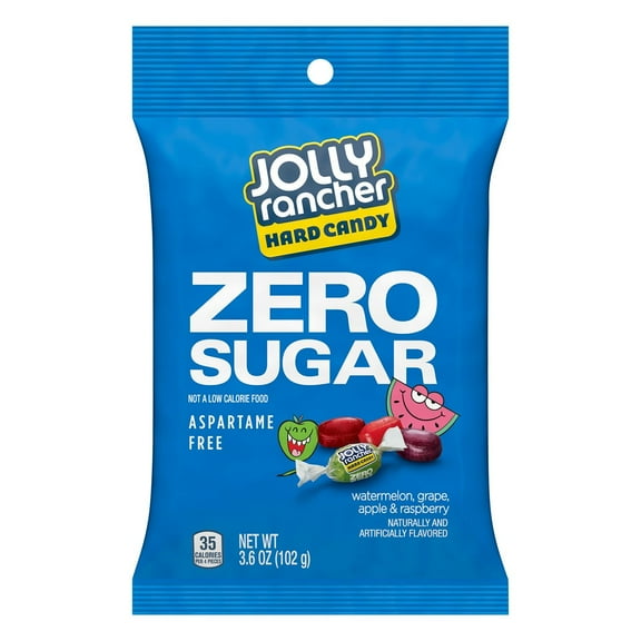 (3 pack) Jolly Rancher Zero Sugar Assorted Fruit Flavored Hard Candy, Bag 3.6 oz