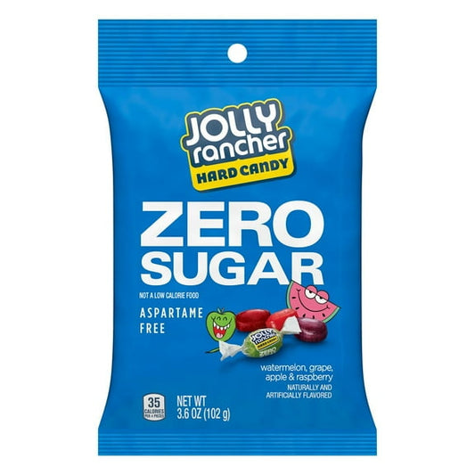 (3 pack) Jolly Rancher Zero Sugar Assorted Fruit Flavored Hard Candy, Bag 3.6 oz