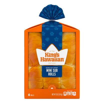 King's Hawaiian Original Hawaiian Sweet Mini Sub Rolls 6 Count, 12 oz, Shelf-Stable