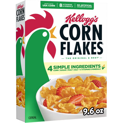 Kellogg's Corn Flakes Original Breakfast Cereal Box, 9.6 oz