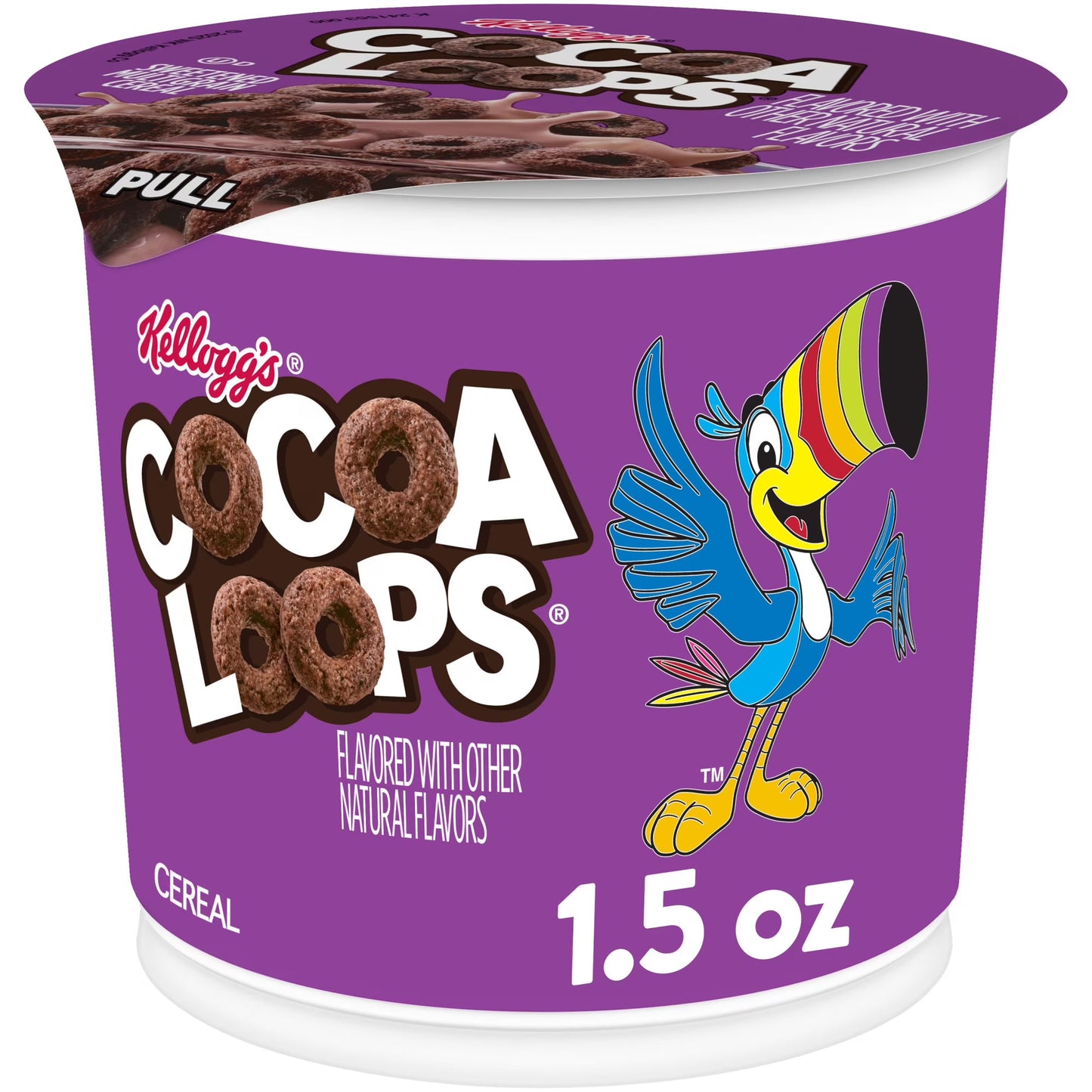 Kellogg's Cocoa Loops Original Breakfast Cereal, Good Source of Fiber Cup, 1.5 oz