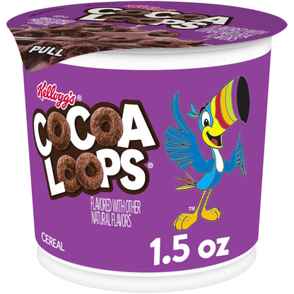 Kellogg's Cocoa Loops Original Breakfast Cereal, Good Source of Fiber Cup, 1.5 oz