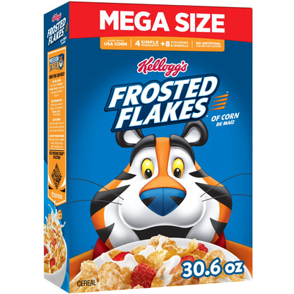 Kellogg's Frosted Flakes Original Breakfast Cereal Mega Size Box, 30.6 oz