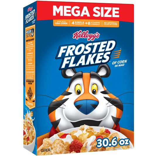 Kellogg's Frosted Flakes Original Breakfast Cereal Mega Size Box, 30.6 oz