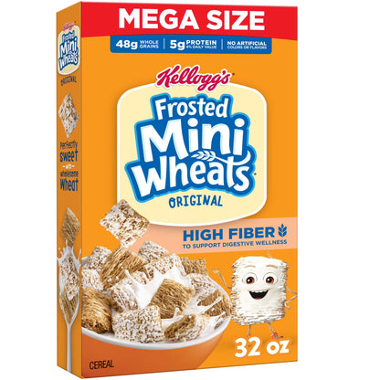 Kellogg's Frosted Mini-Wheats Original Breakfast Cereal, High Fiber, Mega Size, 32 oz