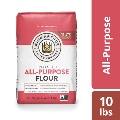 King Arthur Baking Company Non-GMO Project Verified, Certified Kosher Unbleached All Purpose Flour, 10 lb Bag
