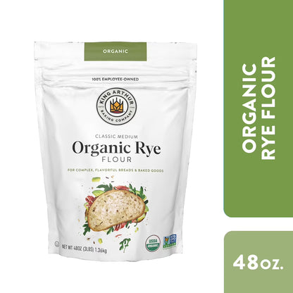 King Arthur Baking Company USDA Organic, Non-GMO Project Verified Classic Medium Rye Flour, 3 lb Bag