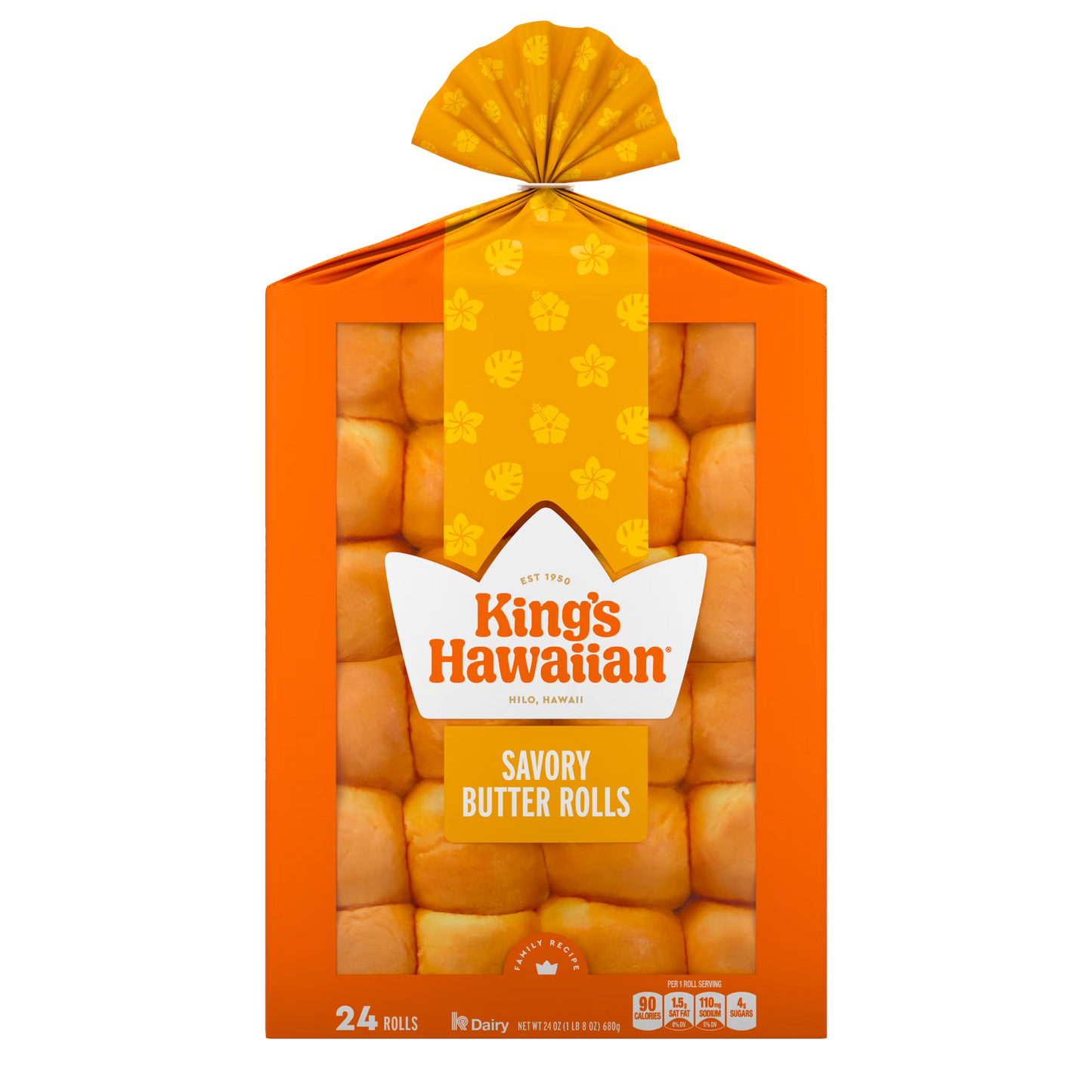 King's Hawaiian Savory Butter Rolls 24 Count, 24 oz, Shelf-Stable