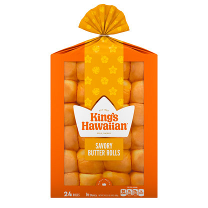 King's Hawaiian Savory Butter Rolls 24 Count, 24 oz, Shelf-Stable