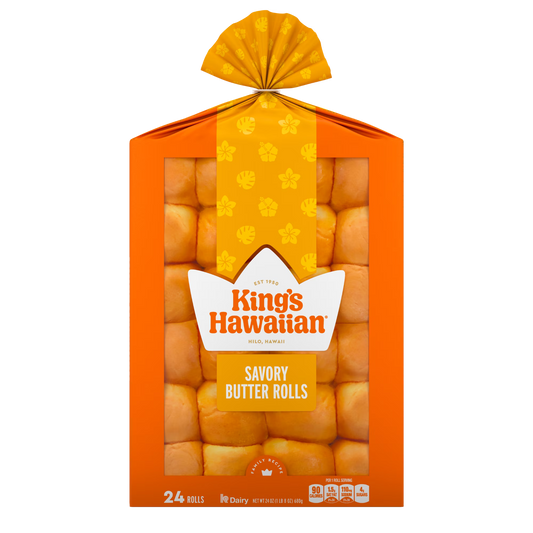 King's Hawaiian Savory Butter Rolls 24 Count, 24 oz, Shelf-Stable