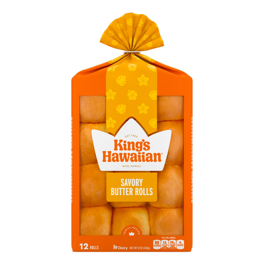 King's Hawaiian Savory Butter Rolls 12 Count, 12 oz, Shelf-Stable